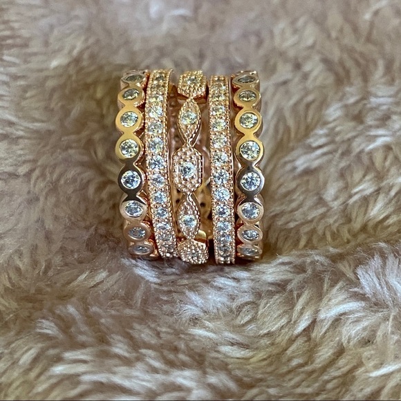 NEW Silver 925 Stackable Ring Set Of 5 - Picture 4 of 4